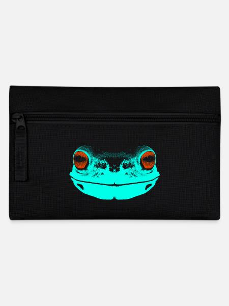 Frosch / Gesicht / farbig - Federtasche - Schwarz