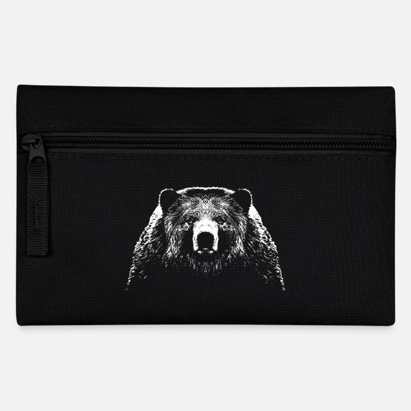 Bär / Kopf / Bear - Federtasche - Schwarz