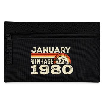 January 1980 Vintage Birthday 1980's, Born in 1980 - Pencil Case - black - Front