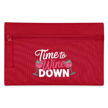 Time to Wine Down – Lustiges Wein-Design - Federtasche - Rot - Vorne