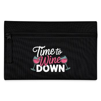 Time to Wine Down – Funny Wine Design - Pencil Case - black - Front