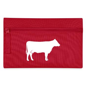 Cow Silhouette Farm Clean Vector - Pencil Case - red - Front