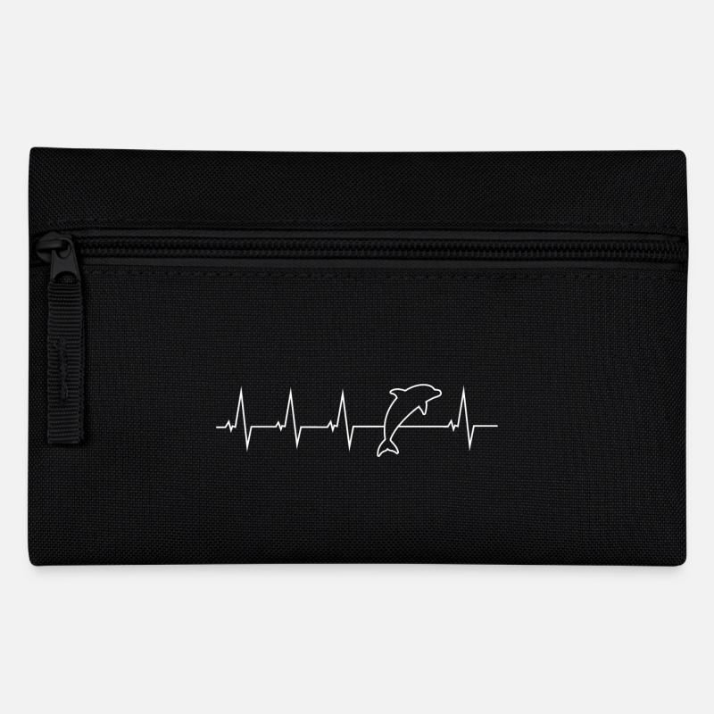 Delfine - Herzschlag - Federtasche - Schwarz