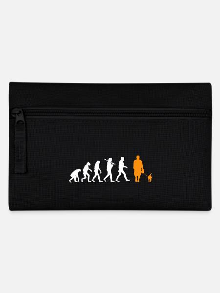 Evolution Hund Dog spazieren gehen walk Geschenk - Federtasche - Schwarz
