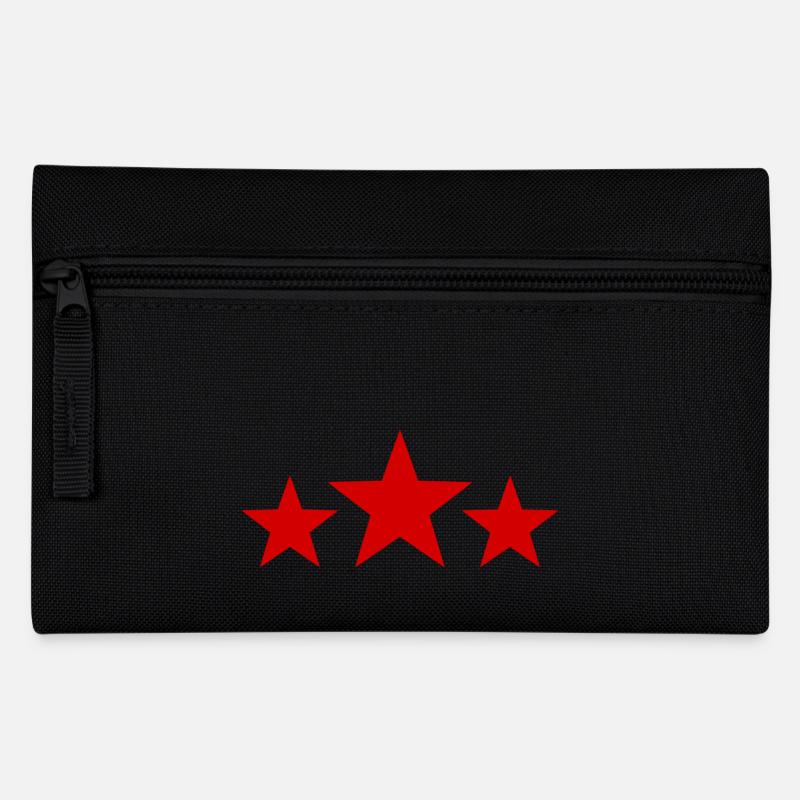 Rote Sterne - Federtasche - Schwarz