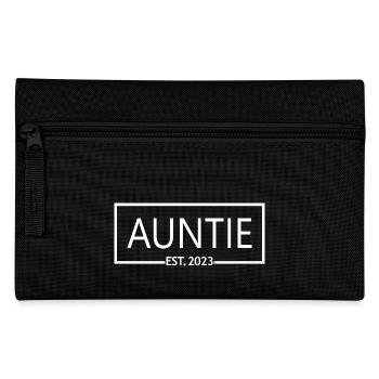 Auntie Est. 2023, Auntie To Be, Pregnancy Reveal - Pencil Case - black - Front