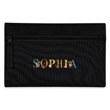Art du prénom SOPHIA avec fleurs brodées - Trousse - noir - Devant