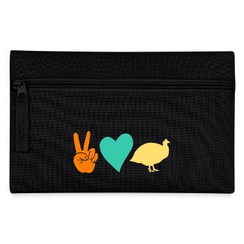 Hühner Hahn Perlhuhn - Federtasche - Schwarz - Vorne