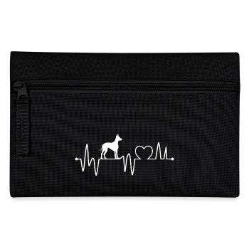 Herzschlag Hund Dobermann - Federtasche - Schwarz - Vorne