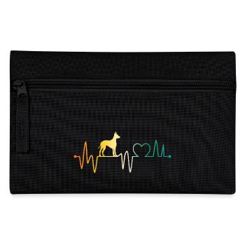 Herzschlag Hund Dobermann - Federtasche - Schwarz - Vorne