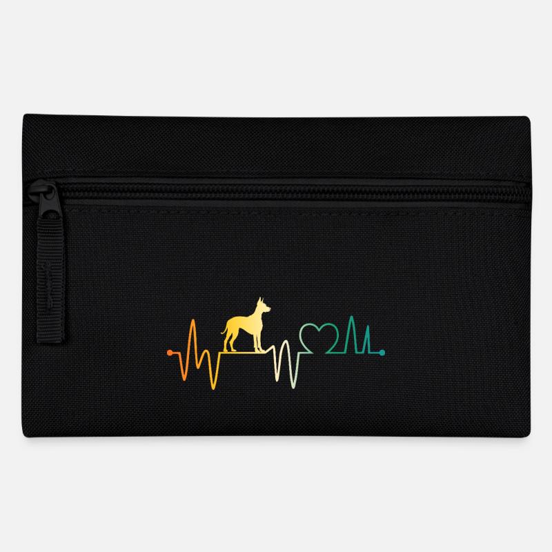 Herzschlag Hund Dobermann - Federtasche - Schwarz