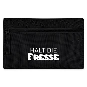 Halt die Fresse - Cooler Spruch - Schweigen - Federtasche - Schwarz - Vorne