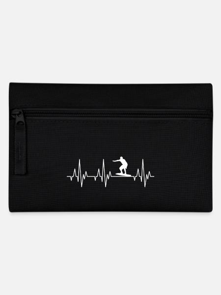 Herzschlag Surfing Surfer Surfboard Wellenreiten - Federtasche - Schwarz