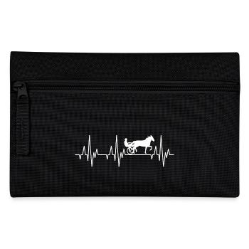 Herzschlag EKG Trabrennsport Pferderennsport Pferd - Federtasche - Schwarz - Vorne