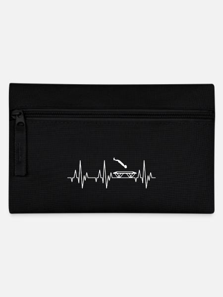 Herzschlag EKG Trampolin Turnen Springen Gymnastik - Federtasche - Schwarz