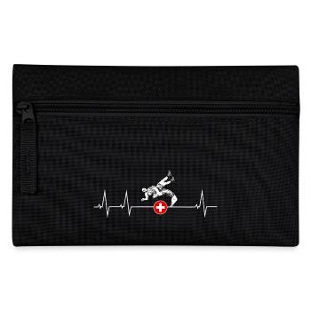 Ich liebe Schwingen - Schweiz - Federtasche - Schwarz - Vorne