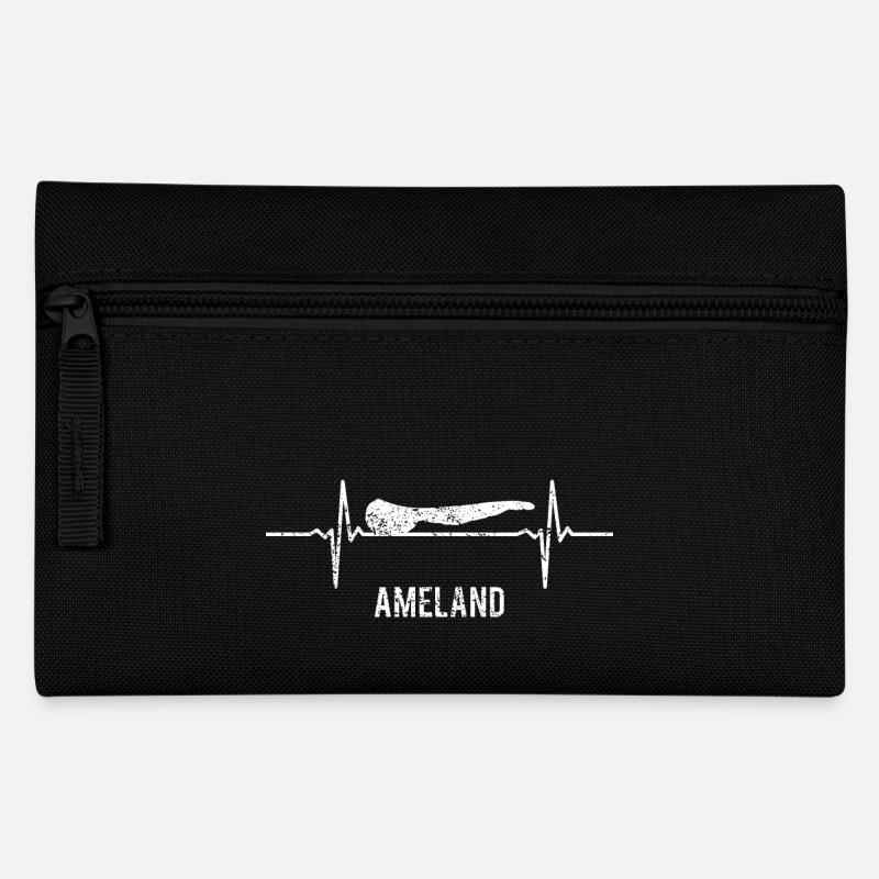 Geschenk, Heartbeat, Insel, Herzschlag Ameland - Federtasche - Schwarz