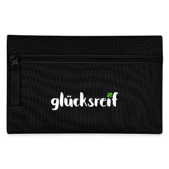 Glücksreif - Lebensglück Kleeblatt Glücksbringer - Federtasche - Schwarz - Vorne