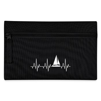 Heartbeat ECG sailing sailboat sailing ship - Pencil Case - black - Front