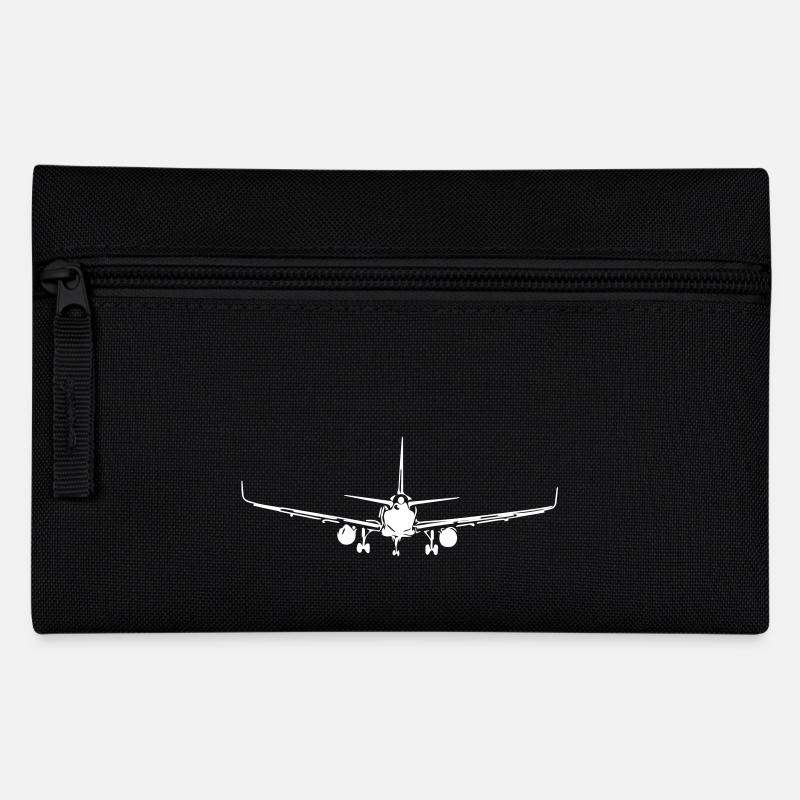 Vintage Flugzeug im Landeanflug - Federtasche - Schwarz