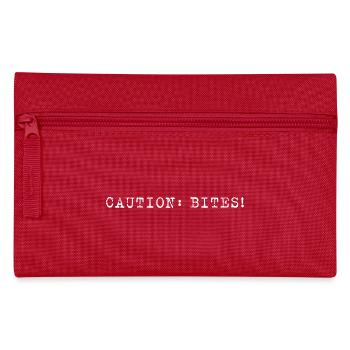 Caution: Bites! – Minimalistisches Statement - Federtasche - Rot - Vorne