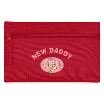 New Daddy It's A Girl (PERSONALIZE ADD DATE} - Pencil Case - red - Front