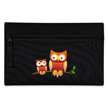 Owl with little owl - Pencil Case - black - Front