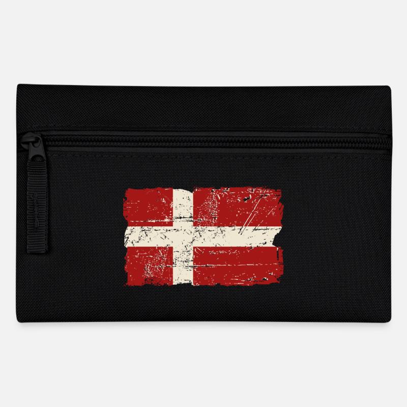 Denmark Flag - Vintage Look - Federtasche - Schwarz