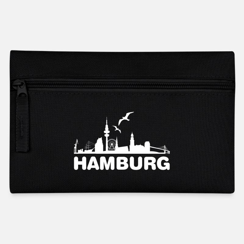 Hamburg Skyline Silhouette - Federtasche - Schwarz