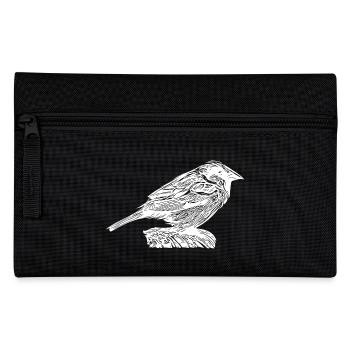 Small cute house sparrow on a branch - Pencil Case - black - Front