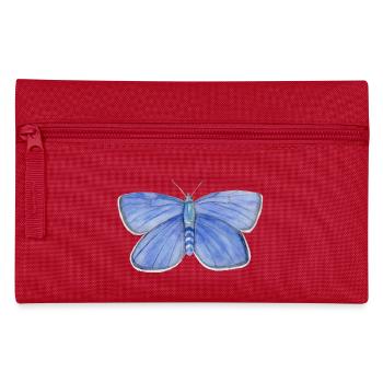 Schmetterling Blau - Federtasche - Rot - Vorne