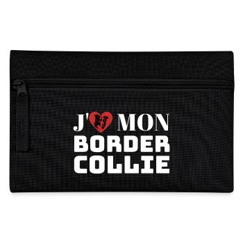 J aime mon border collie chien mignon - Trousse - noir - Devant
