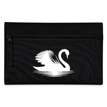 Stolze elegante Schwan Silhouette Portrait - Federtasche - Schwarz - Vorne