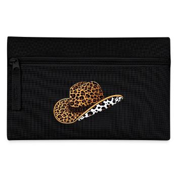 Cowboyhut mit Leoparden- und Kuhmuster – Trendiges - Federtasche - Schwarz - Vorne