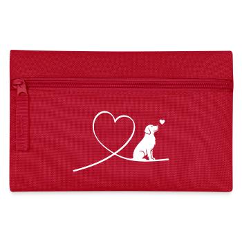 Golden Retriever Hund mit Herz Silhouette - Federtasche - Rot - Vorne
