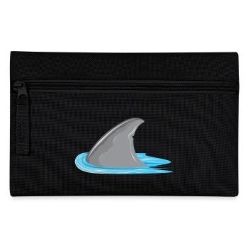 Shark in sight! Shark fin in the sea - Pencil Case - black - Front