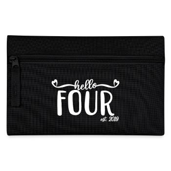 4th Birthday Kids Girls 4 Hello Four Est. 2019 - Pencil Case - black - Front