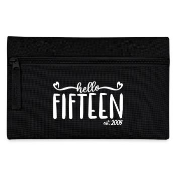 15th Birthday Women Hello Fifteen Est. 2008 - Pencil Case - black - Front