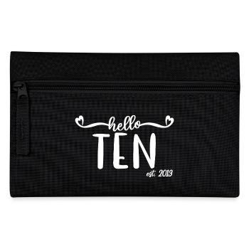 10e anniversaire enfants filles 10 hello ten est. 2013 - Trousse - noir - Devant