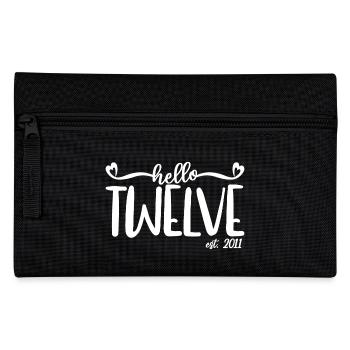 12th Birthday Kids Girls 12 Hello Twelve Est. 2011 - Pencil Case - black - Front