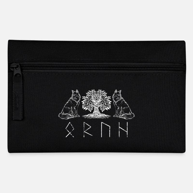 Fenrir, Runen und der Yggdrasil-Baum - Federtasche - Schwarz