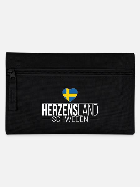 Herzensland Schweden Skandinavien Urlaub Reise - Federtasche - Schwarz