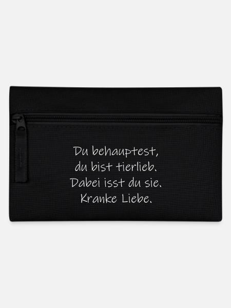 veganer Spruch - Federtasche - Schwarz