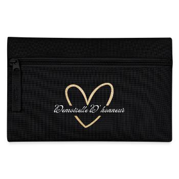 Brautjungfer Gold Herz Glitzer - Federtasche - Schwarz - Vorne