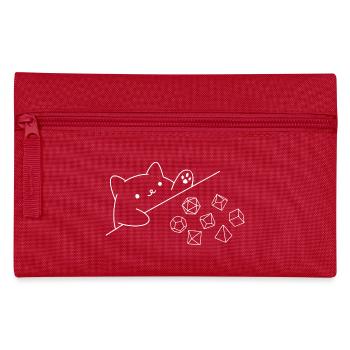 Cat Rolling Dice Funny RPG Gamer Tabletop Humor - Pencil Case - red - Front