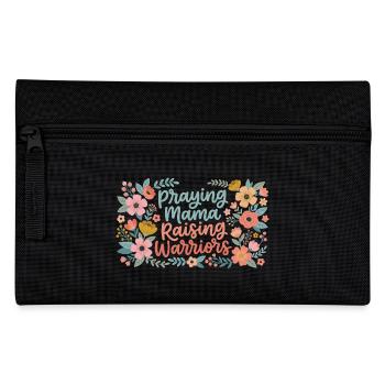 Praying Mama Raising Warriors | Style Floral Rétro - Trousse - noir - Devant