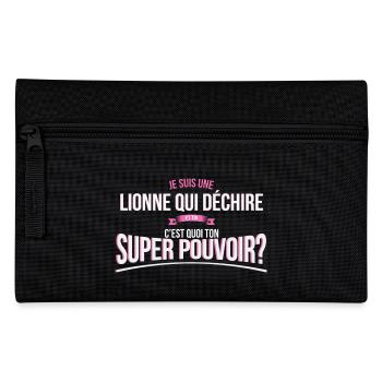 Lionne qui déchire super pouvoir cadeau - Trousse - noir - Devant