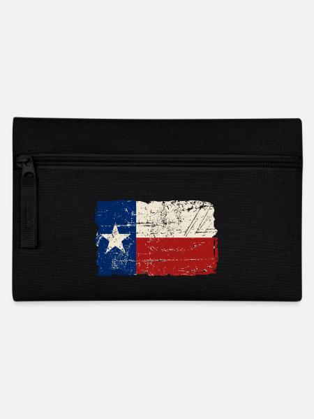 Texas Flag - Vintage Look - Federtasche - Schwarz