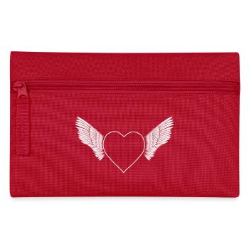 Coeur avec ailes - blanc - - Trousse - rouge - Devant