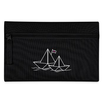 Paper Ships Heart Love Couples Paper Boat Ship - Pencil Case - black - Front